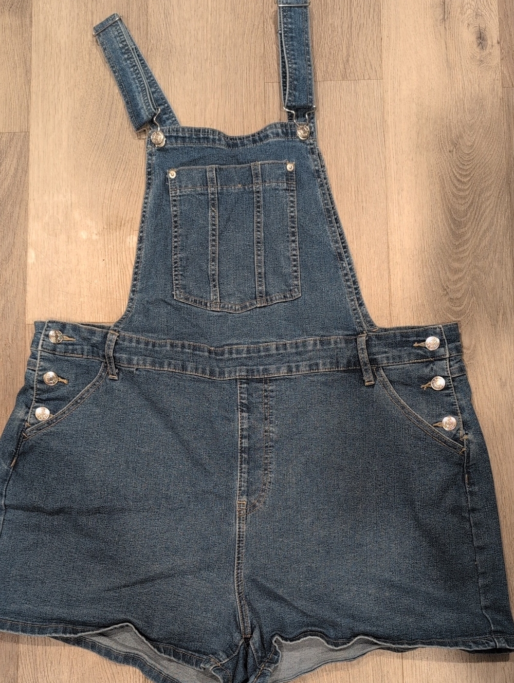Casual Blue Denim Short Overalls for Women